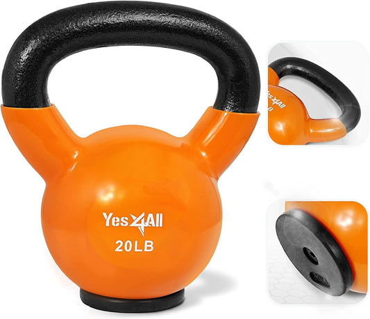 Kettlebells Weights Cast Iron Rubber Base for Home Gym and Strength Training, Workout Equipment for Dumbbell Exercise